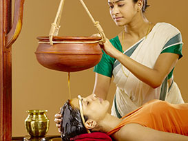 Shirodhara is a helpful ayurvedic head massage for sinusitis, hearing impairment, memory loss, insomnia